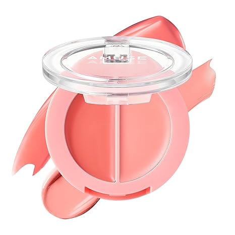 Amuse SEOUL Lip and Cheek Healthy Balm Multiuse Buildable Cream & Balm Blush, Glossy Creamy Texture, Natural Flush, 2 Colors, Lightweight, Vegan, Korean Beauty Makeup
