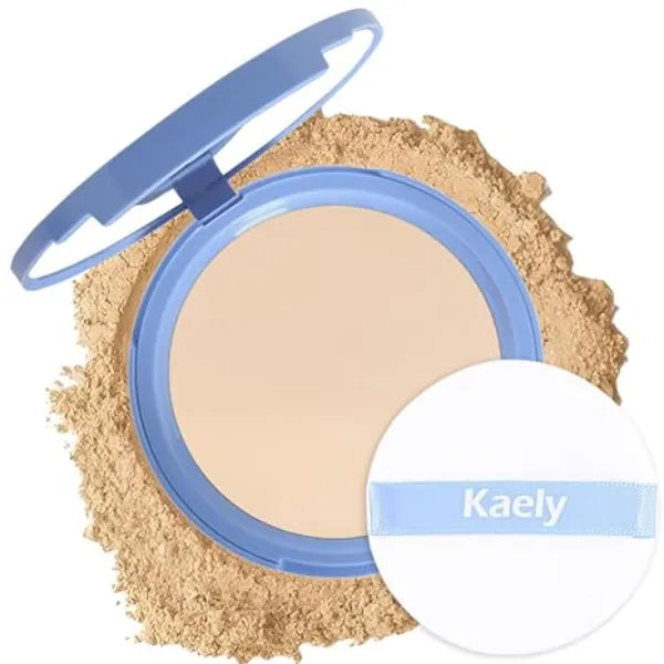 Kaely Pressed Face Powder Compact, Oil Control Flawless Makeup Setting Powder, Perfection Matte Compact Powder Foundation, polvo compacto de maquillaje, Lightweight Waterproof