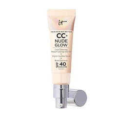 IT Cosmetics CC+ Nude Glow Medium Coverage Foundation with SPF 40 & Brightening Glow Serum, Lightweight Skin Tint, 2% Niacinamide + Hyaluronic Acid, Up to 24H Hydration, Normal/Dry Skin 1.08 fl oz