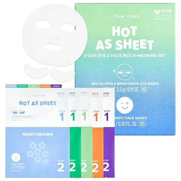 I DEW CARE Collagen Sheet Mask Variety Pack with Eye Patches 5Days Face Masks Skincare Korean Hydrating Collagen Face Mask, Moisturizing Skin Care, Facial Skincare Pack, Christmas Gifts, 5EA