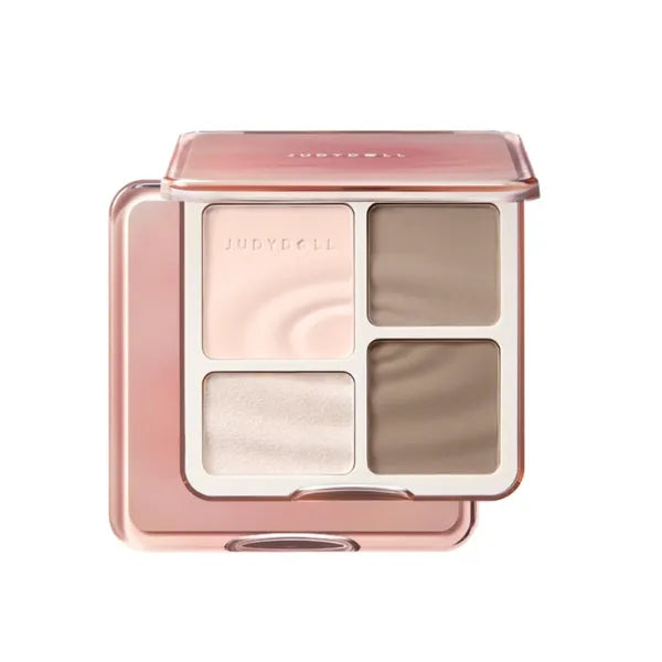 JUDYDOLL Highlight & Contour Palette, All-in-One Matte Highlighter Contour Compact, Natural Brightening Finish for Cool Fair & Olive Skin