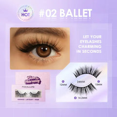 FOCALLURE Lashes Charming False Eyelash, Faux Mink Lashes, Extension Look Cat Eye Natural Lashes, Easy To Apply, Reusable, Cruelty-Free, Contact Lens Friendly, 1 Pair