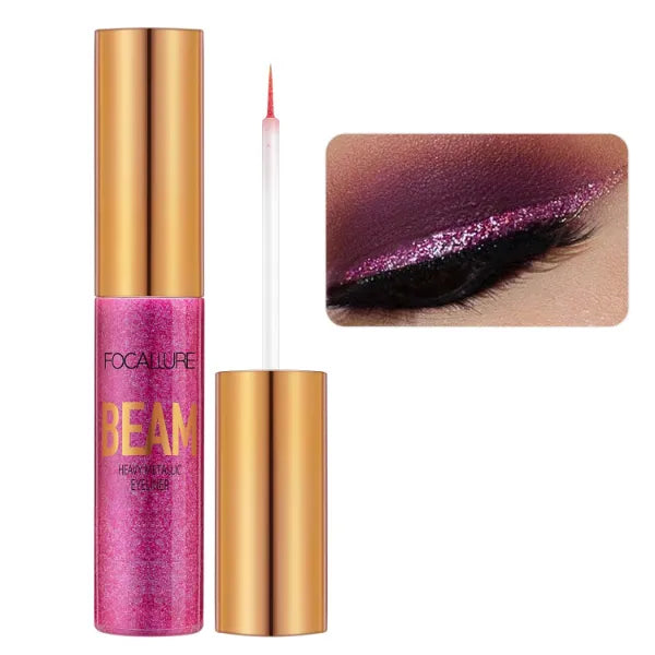 FOCALLURE Beam Eyeliner, Metallic Glitter Shimmer Eye Liner, Waterproof Liquid Eyeliner Pencil, Quick Drying, Sparkling Eye Makeup for Costume & Party