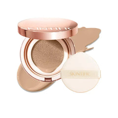 SKINTIFIC Full Coverage Cushion Foundation – Satin Glow, Oil-Control & Waterproof, Buildable Coverage for All Skin Types (25 Shades Collection)