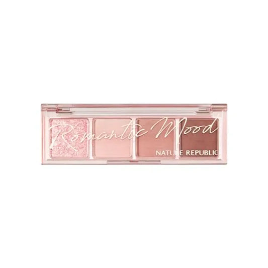 Nature Republic Daily Basic Palette, Eyeshadow 4 Shades Matte Nude, Glitter & Shimmer, Highlighter Contour & Blush
