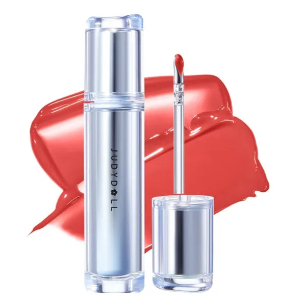 JUDYDOLL Ice Watery Lip Gloss, Moisturizing Liquid Lipstick with Hyaluronic Acid & Collagen,Long-lasting Mirror Lip Glazes with Iron Applicator