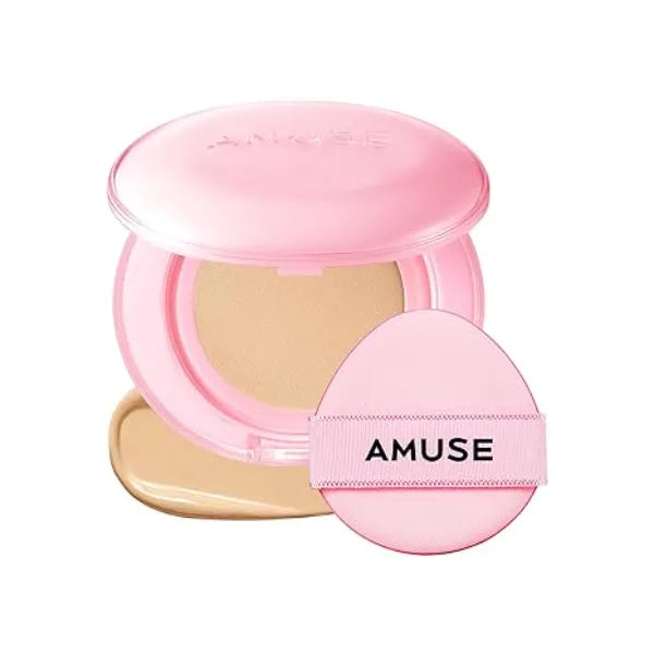 Amuse SEOUL Dew Power Vegan Cushion Foundation, Semi Glow, Full Coverage, Dewy Finish, Long Lasting, Lightweight, Smooth Radiant Skin, Korean Beauty Makeup