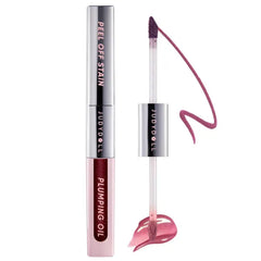 JUDYDOLL Peel Off Stain and Plumping Oil Duo - Long-Lasting Lip Stain with 3D Plumping Gloss, Hydrating and Non-Sticky Formula