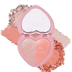 KimChiChic Beauty Thailor Blush Duo, Heart-Shaped Compact with Mirror, Buildable, Silky Matte & Shimmer Finish, Blush Palette