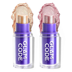 Glam Code Highlighter Makeup stick, Highlighter Makeup Stick for Face and Body, Radiant & Shimmer Glow, Buildable Color for All Day | Vegan & Cruelty-Free