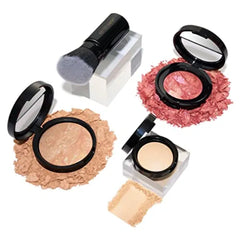 LAURA GELLER NEW YORK Daily Routine Kit (4 PC): Baked Balance-n-Brighten Foundation, Retractable Kabuki Brush + Blush-N-Brighten, Tropic Hues + Original Baked Highlighter, French Vanilla