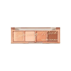 Nature Republic Daily Basic Palette, Eyeshadow 4 Shades Matte Nude, Glitter & Shimmer, Highlighter Contour & Blush