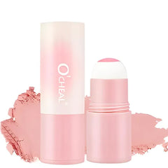 O'CHEAL Powder Blush Stick for Cheek and Eyes, Soft and Blendable Natural Flush, Long-Lasting Dewy Blusher Makeup, Buildable Glow for Face, Multi-Use