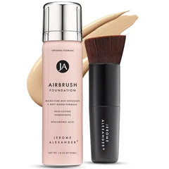 Jerome Alexander MagicMinerals AirBrush Foundation 2 Piece Set with Airbrush Foundation and Kabuki Brush Spray Makeup with Anti aging Ingredients for Smooth Radiant Skin
