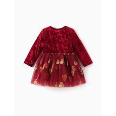 Patpat Disney Mickey and Friends Baby/Todder Girl 1pc Character Minnie Mouse Velet Tulle Dress red