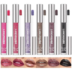 LANGMANNI 2 Colors Diamond Glitter Lip Gloss Set,Long Lasting High Shine Shimmer Liquid Lipstick Set,Hydrating,Moisturizing Lip Gloss Kit Gift Makeup For Girls