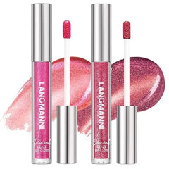 LANGMANNI 2 Colors Diamond Glitter Lip Gloss Set,Long Lasting High Shine Shimmer Liquid Lipstick Set,Hydrating,Moisturizing Lip Gloss Kit Gift Makeup For Girls