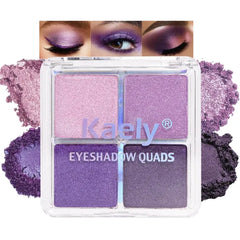 Kaely Powder Eyeshadow Quad, Pink Chocolate Matte Shimmer Eyeshadow Palette Makeup, Neutral Eye Shadow Palette for Older Women Pigmented Waterproof, sombras para ojos, Blendable, Cruelty-free
