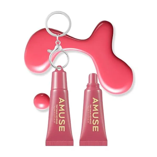 Amuse SEOUL Care Tint Lip Balm Keyring , Moisturizing Tinted Lip Balm Keychain, Hydrating Lip Gloss, Soothing Lip Care, Glossy Finish, Vegan, 6g