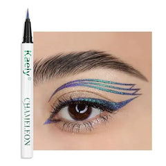 Kaely Chameleon Liquid Eyeliner, Glitter Metallic Chrome Eyeliner Liquid, Multichrome Eye Liner Waterproof Smudge Proof, High-Pigmented Makeup Looks
