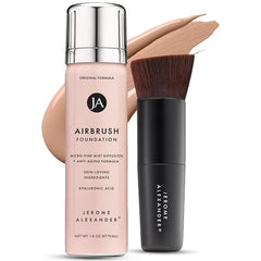 Jerome Alexander MagicMinerals AirBrush Foundation 2 Piece Set with Airbrush Foundation and Kabuki Brush Spray Makeup with Anti aging Ingredients for Smooth Radiant Skin