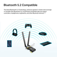 TP-Link Archer TX20E Dual-Band AX1800 Wi-Fi 6 Bluetooth 5.2 PCIe Adapter