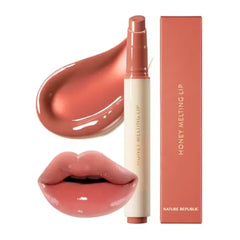 Nature Republic Honey Melting Lip, Soft Lip Stick, Hydrating Gloss, Moisturizing Balms, Sheer Tint, Shine & Nude, Glowy Finish, Korean Make Up
