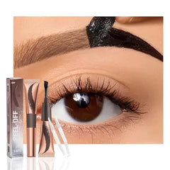 FeiCuiYun Eyebrow Tattoo Peel Off Tint Gel for Women, Dark Brown Peel Off Eyebrow Tint with 150°Small Curved Tray, Last Up to 5 Days, Waterproof, Fuller & Defined Looking Brows