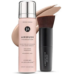 Jerome Alexander MagicMinerals AirBrush Foundation 2 Piece Set with Airbrush Foundation and Kabuki Brush Spray Makeup with Anti aging Ingredients for Smooth Radiant Skin