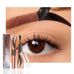 FeiCuiYun Eyebrow Tattoo Peel Off Tint Gel for Women, Dark Brown Peel Off Eyebrow Tint with 150°Small Curved Tray, Last Up to 5 Days, Waterproof, Fuller & Defined Looking Brows