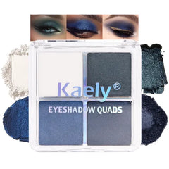 Kaely Powder Eyeshadow Quad, Pink Chocolate Matte Shimmer Eyeshadow Palette Makeup, Neutral Eye Shadow Palette for Older Women Pigmented Waterproof, sombras para ojos, Blendable, Cruelty-free