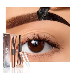 FeiCuiYun Eyebrow Tattoo Peel Off Tint Gel for Women, Dark Brown Peel Off Eyebrow Tint with 150°Small Curved Tray, Last Up to 5 Days, Waterproof, Fuller & Defined Looking Brows
