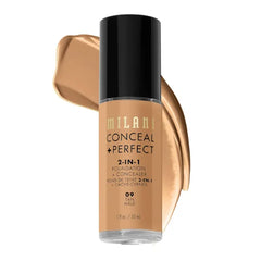 Milani Conceal + Perfect 2-in-1 Foundation + Concealer Liquid Foundation - Cover Under-Eye Circles, Blemishes & Skin Discoloration for a Flawless Complexion - 30ml