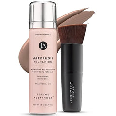 Jerome Alexander MagicMinerals AirBrush Foundation 2 Piece Set with Airbrush Foundation and Kabuki Brush Spray Makeup with Anti aging Ingredients for Smooth Radiant Skin