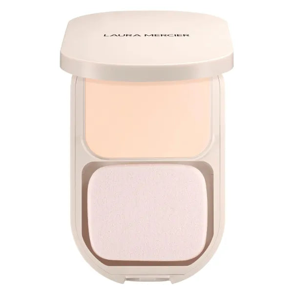 Laura Mercier Real Flawless Feather Matte Powder Foundation, Sheer to Medium Coverage, 16 HR Fade-Proof Wear, Hydration & Shine Control, Weightless Face Powder Compact, Hyaluronic Acid Infused