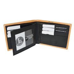 Leatherboss Men's Bifold Wallet – American Football Sports Theme | Genuine Leather Card & Cash Holder