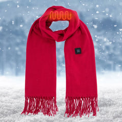 FAKKDUK Heated Scarf for Women & Men - Rechargeable Neck Warmer, Soft Winter Tassel Shawl Wrap for Cold Weather