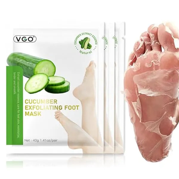VGO Foot Peeling Mask, Natural Exfoliating Foot Mask, Dead Skin Callus Remover Repair Heels, Smooth Touch Feet, Hydrating Foot Care for Dry Cracked Feet
