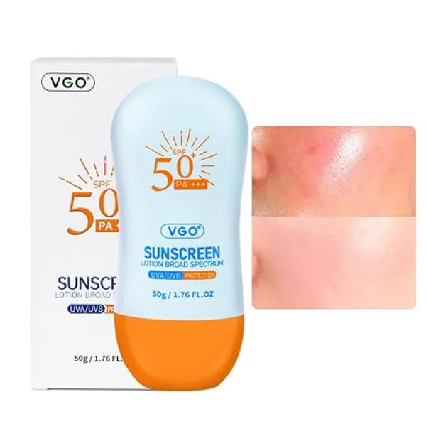 VGO Sunscreen for Face SPF 50+, Mineral Sunscreen with Zinc Oxide, Broad Spectrum Protection, No White Cast, Oil Free & Non Comedogenic, Suitable for All Skin Types & Tones