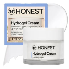 Honest Beauty Hydrogel Cream with Hyaluronic Acid – Lightweight Water Cream Moisturizer for Sensitive Skin, Fragrance-Free & Vegan – Mini Size & Full Size + Icons Skincare Trio Travel Kit Option