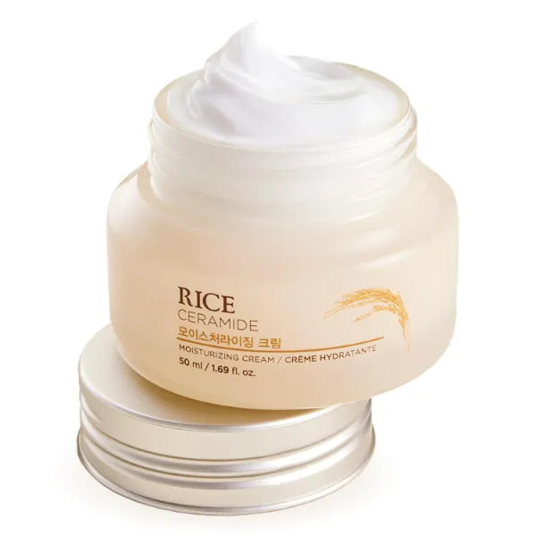 The Face Shop Rice Ceramide Cream, Hydrating Face Moisturizer, for Dry & Combination Skin, Lightweight, Fast-absorbing, 1.69 fl. Oz