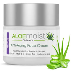 AloeMoist Organics Advanced Retinol Cream for Face: Aloemoist Revive Anti Aging Face Cream for Women & Men Topical Retinoid Wrinkle Repair Day or Night Moisturizer, Organic Retinol Facial Moisturizer for Aging Skin Care, 1.7 Fl Oz
