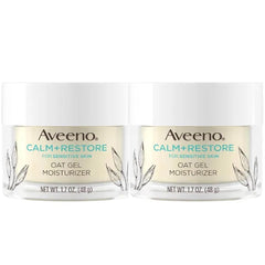 Aveeno Calm + Restore Oat Gel Facial Moisturizer for Sensitive Skin, Fast-Absorbing, Soothing Lightweight Gel Cream with Prebiotic Oat & Feverfew, Fragrance-Free & Hypoallergenic