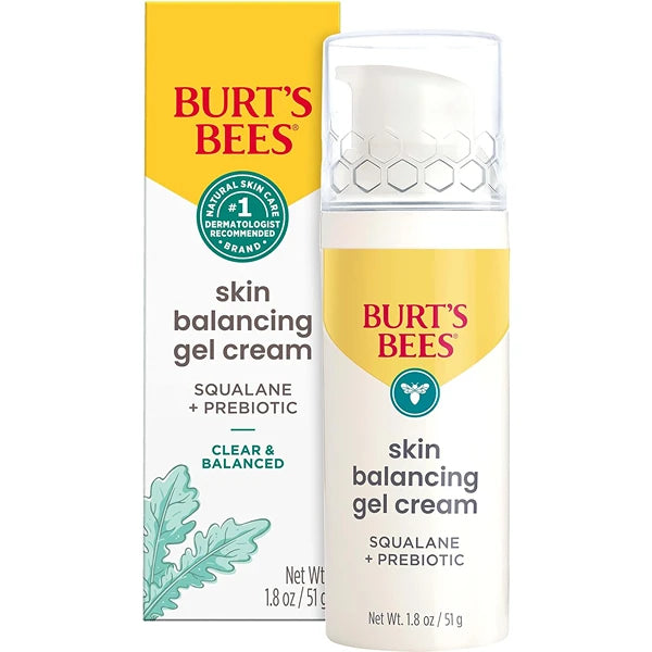 Burt’s Bees Clear & Balanced Gel Cream Moisturizer with Squalane & Prebiotic – Breakout-Prone Skin, 99% Natural Origin, 1.8 oz (Pack of 4)