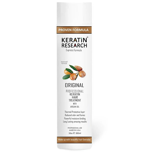 KERATIN RESEARCH Brazilian Keratin Hair Treatment Straightening Complex Blowout LONG Lasting Organic Natural Results with Argan Oil Keratina Brasilera (10oz+4)