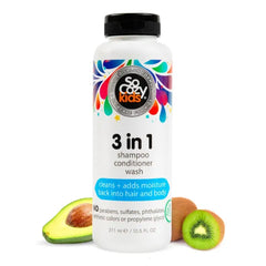 So Cozy 3 in 1 Kids Shampoo + Conditioner + Body Wash (16 Fl Oz) Gentle, Hydrating Hair & Body Cleanser with Keratin, Vitamin B5, & Kiwi Extract, Paraben & Sulfate-Free