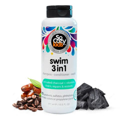 So Cozy Kids Swim 3-in-1 Shampoo, Conditioner & Body Wash - 3-in-1 Combo Pool Shampoo & Conditioner for Swimmers - Salt & Chlorine Removing Activated Charcoal