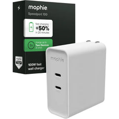 Mophie Speedport GAN USB-C Charger Block Fast Wall Charger with USB‑C PD Ports, Retractable Cable, Compact Foldable Prongs, Made with Recycled Materials, for Smartphones & Tablets