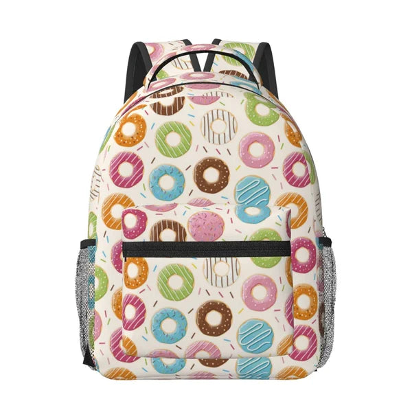 Rocae Colorful Donuts for Comfortable Student Backpack - Lightweight ,Durable School Bag Ideal for Middle School, High School, and College