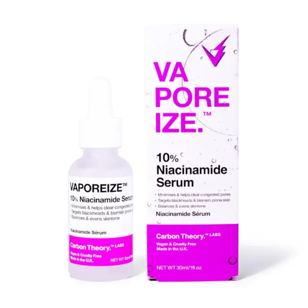 Carbon Theory VaPOREize Niacinamide and Zinc Face Serum for Blemish Prone Skin, Targets Blackheads and Congested Pores, Helps Smooth and Even Skin Tone 30ml